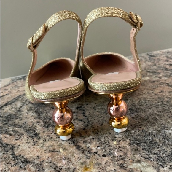 Roberto Festa Gold Glitter Slingback Shoes - Picture 2 of 8